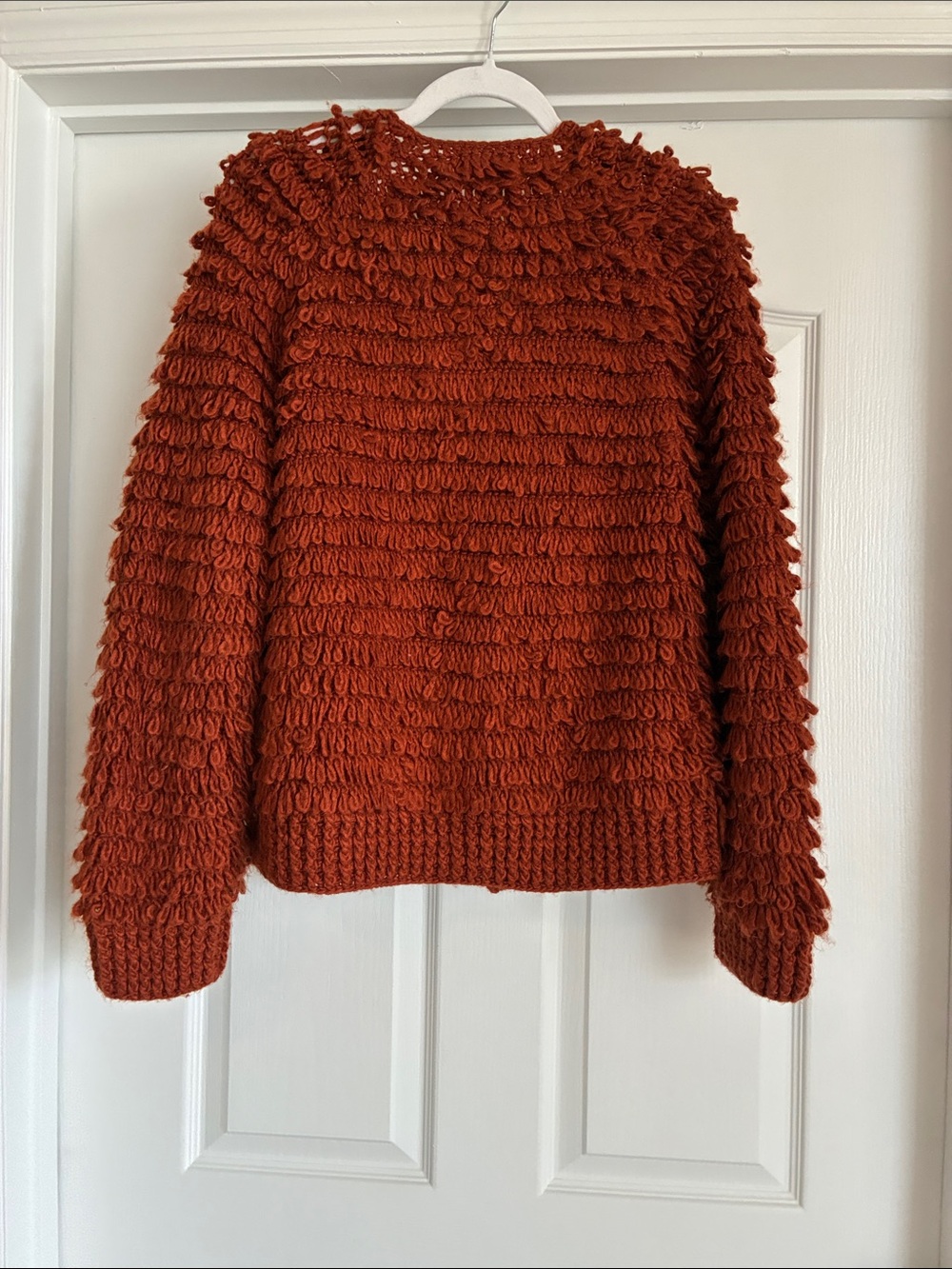 70s Vintage Revival Vibes Fall / Autumn Core Rust Cardigan Sweater Oversized - Picture 6 of 6